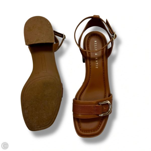 Sandals Heels Block By Kelly And Katie In Tan, Size: 8.5 Discount - Image 4