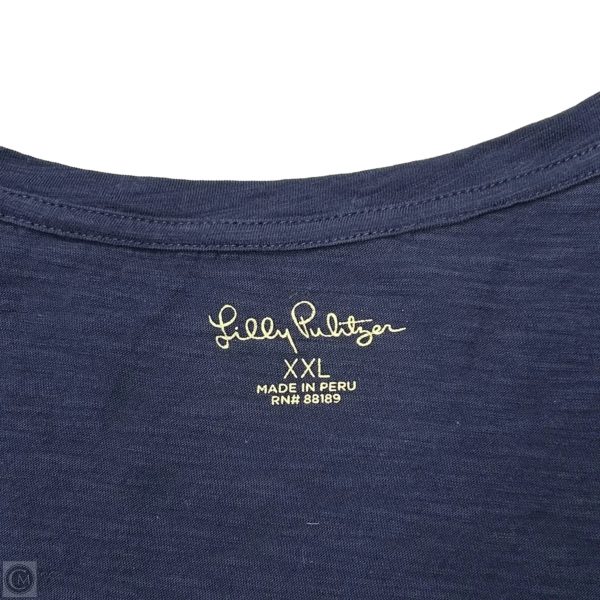 Top Short Sleeve Designer By Lilly Pulitzer In Navy, Size: Xxl Hot on Sale - Image 3