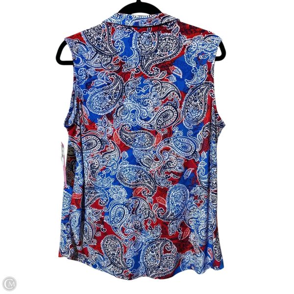 Top Sleeveless By Jones New York In Blue & Red & White, Size: L Hot on Sale - Image 2