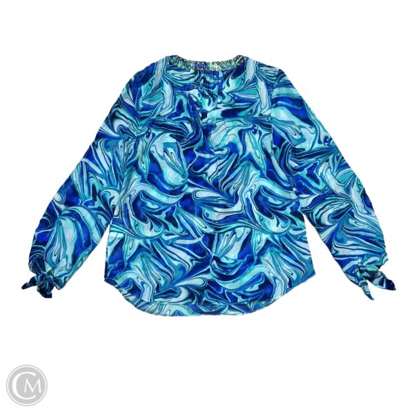 Blouse Designer By Lilly Pulitzer In Blue & Gold, Size: M Online - Image 2