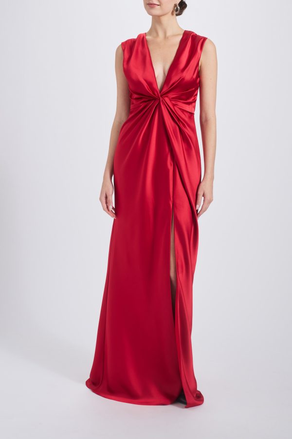 Fluid Satin Twisted Drape Dress Discount - Image 3