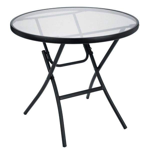 Living Accents ZS154158 Smoked Glass Folding Table, 32  D For Cheap