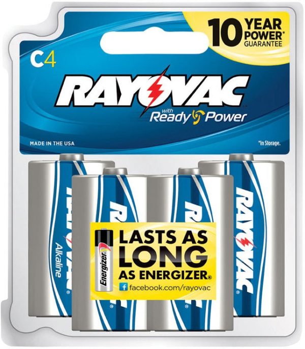 Rayovac 814-TLJ C Alkaline Batteries, 1.5 Volts, 4 Pack Discount